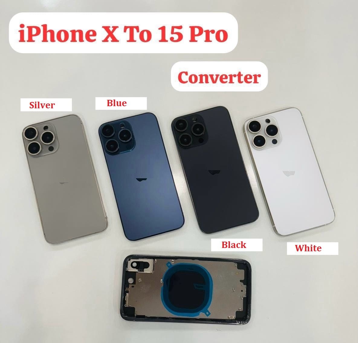 Convertor Back Panel Housing Body for Apple iPhone X Convert to Apple iPhone 15 Pro Zeespares Convertor Back Panel Housing Body for Apple iPhone X Convert to Apple iPhone 15 Pro Zeespares